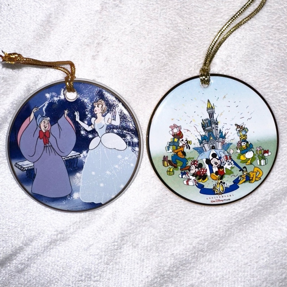 Lot of 2- Walt Disney Animated Classics Cinderella & 30th Anniversary Ornaments